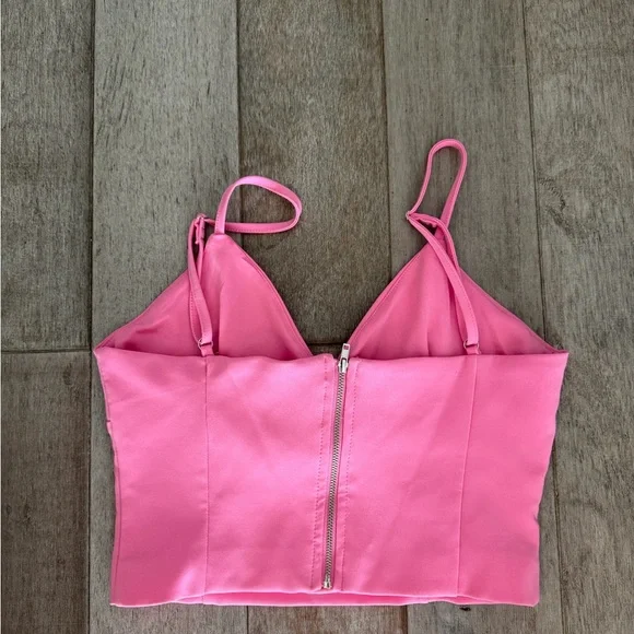 Zara Pink Bow Tie Tank Top - Picture 3 of 4